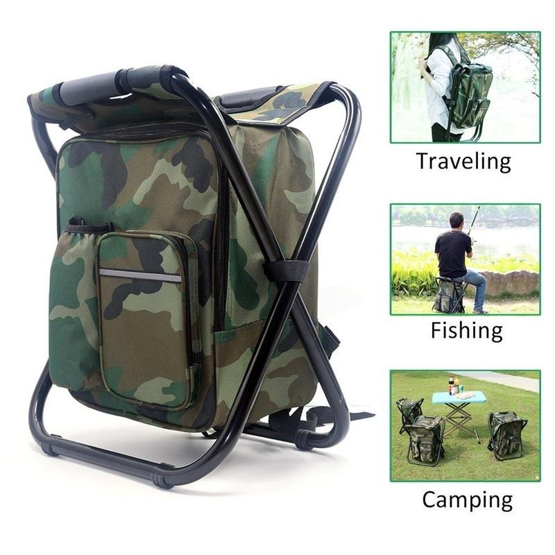 Portable Folding Camping Fishing Chair Insulated Picnic Bag Hiking Camouflage Seat Bag