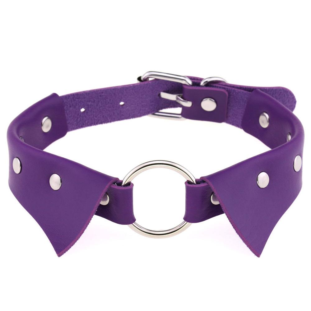 O-ring PU Leather Choker, Shirt Collar Style Punk Statement Clavicle Neck Chain