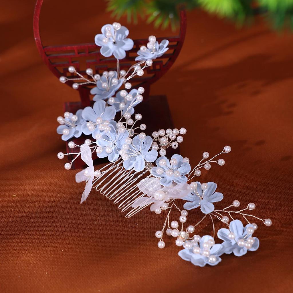 Hand-Woven Pearl Bridal Hair Comb for Photography and Special Occasions