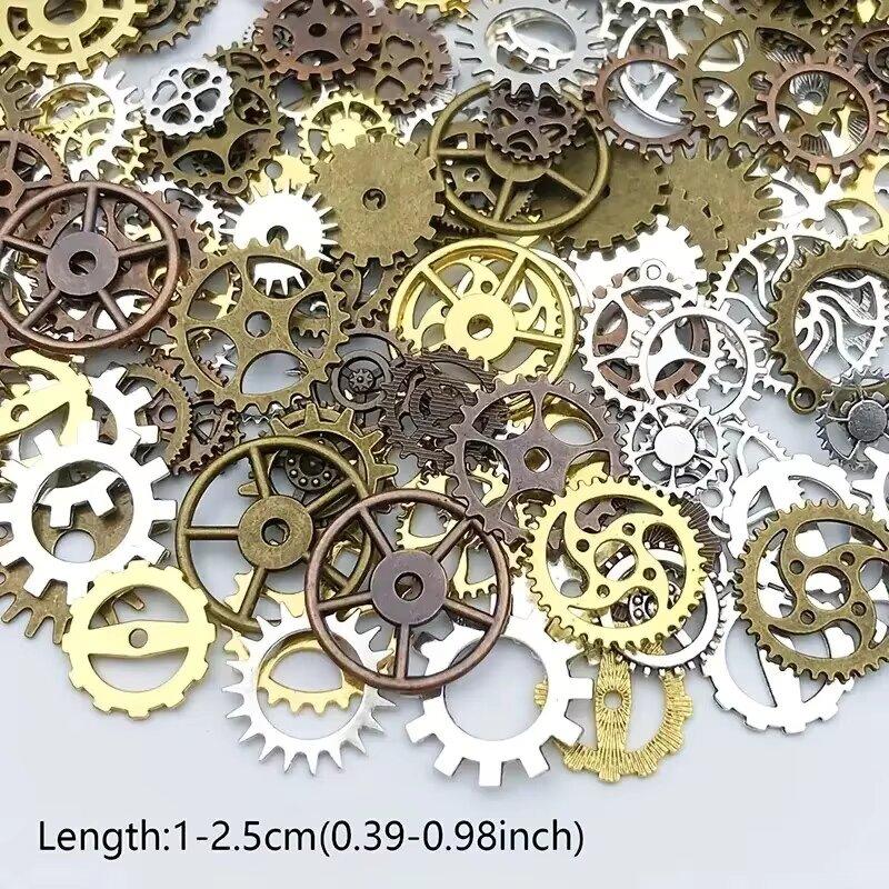 50Gram DIY Assorted Color Antique Metal Steampunk Gears Charms Pendant Clock Watch Wheel Gear Crafting, Jewelry Making Accessory