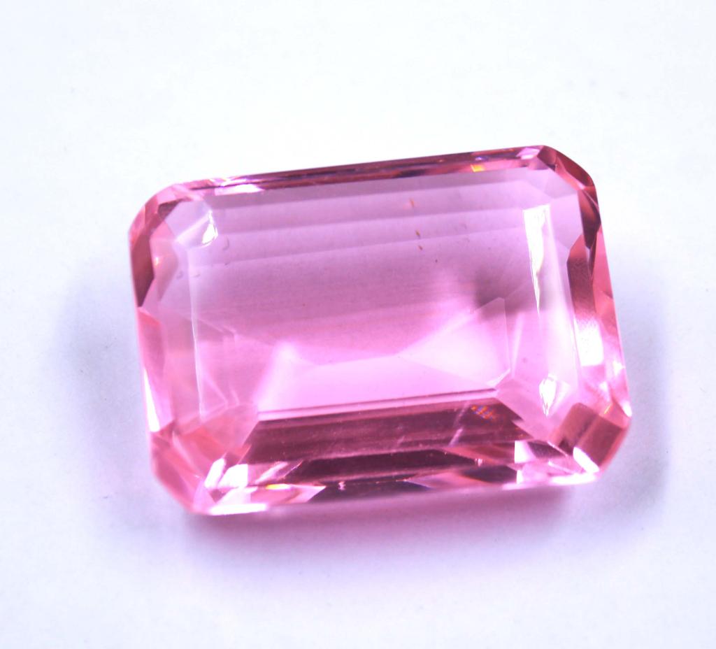 Washington's Birthday 182.50 Carat Pink Topaz Lap Created Emerald Shape Certified Gemstone SN633