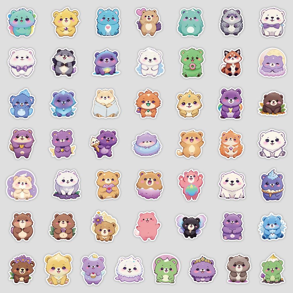 50 Pieces of Cute Bear Graffiti Stickers, Adorable Stationery Stickers, Perfect for Decorating Mobile Phones, Skateboards, and Computers, Waterproof