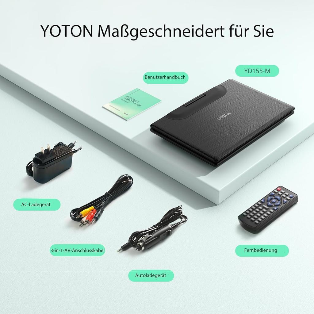 Yoton Portable DVD HD LCD Dual Hours of Playback and Bidirectional Folding No Region Card AV TV Last Play Memory Perfect for and Home Use Not Player,