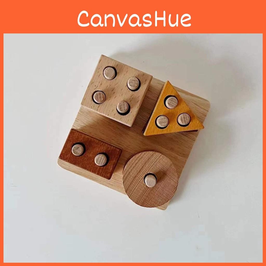 Early Wooden Learning Building Set For Toddlers Color Shape Cognitive Activities