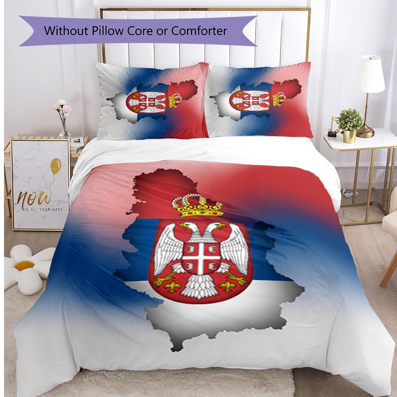 Serbia Printed Bedding 3 Piece Set Cozy Breathable Bed Cover Set as Housewarming Holiday Gift