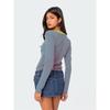 Gestreifter Strickpullover Damen Oberteil T-Shirt