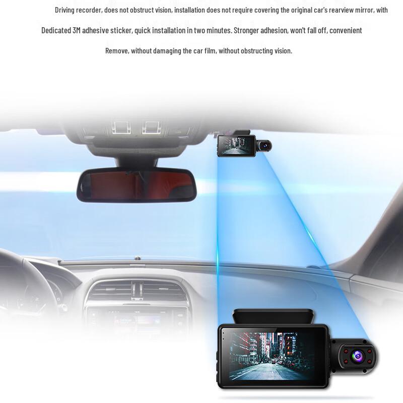 Dual-Lens Front & Interior Dash Cam with HD Night Vision CN Plug (adapter Included)