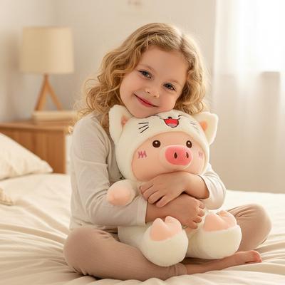 11.81 In Transforming Pig Plush Toy Soft Pillow Sleeping Bed Hug Doll Gift for Kids Girls Stuffed Animal Plushie Accessories