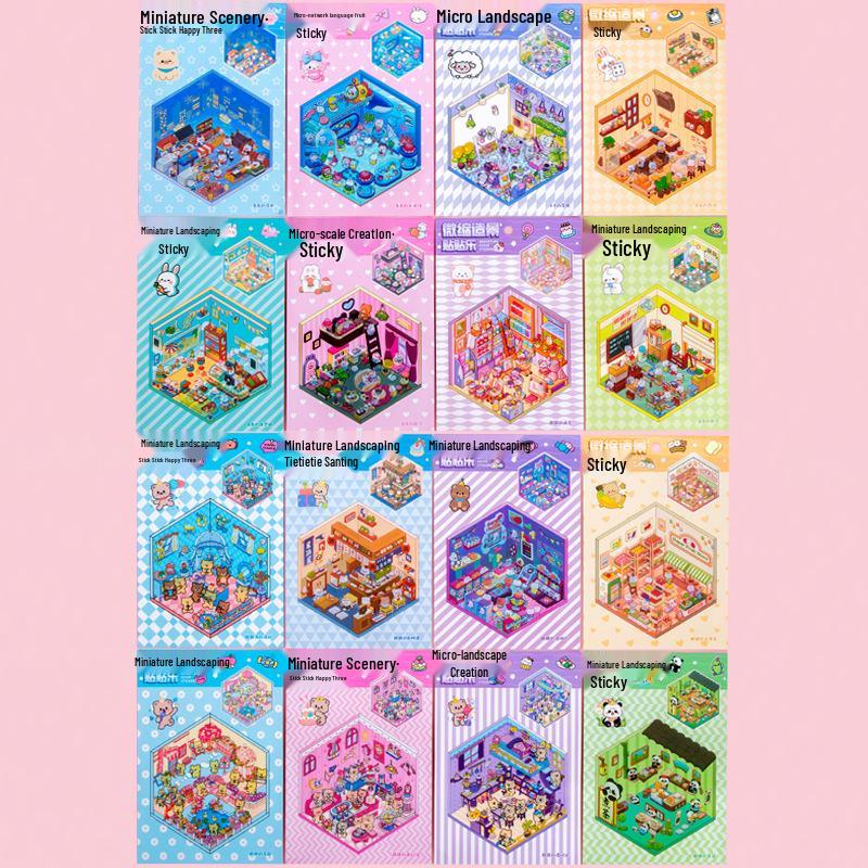 3D Miniature Diorama Stickers: DIY Stackable House Game for Kids