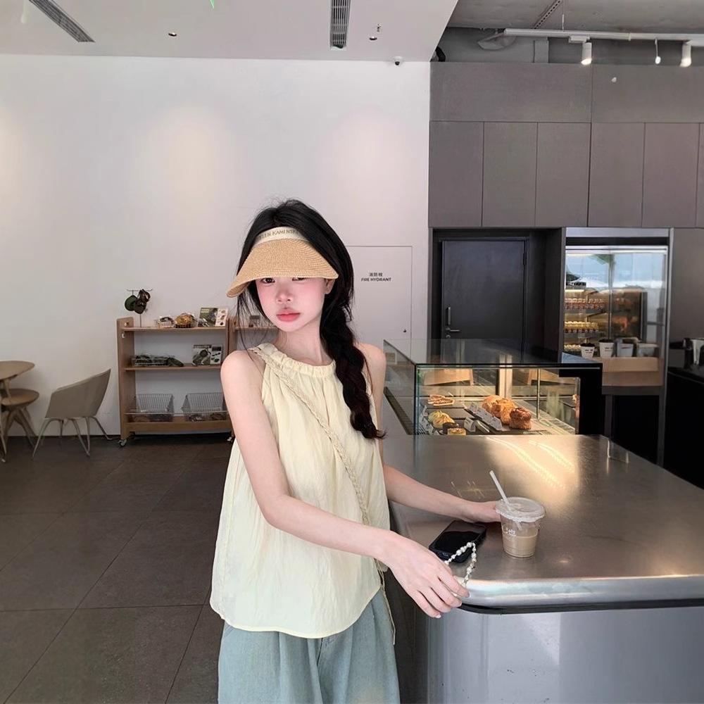 Summer Fashion Fresh Meat Cover Thin Neck Sleeveless Top Women's Sweet Wind Age Reduction Small Versatile Doll Shirt