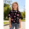 T-shirts Imprimé Amour 3D Vêtements Enfant Fille Été Col Rond Mode Décontracté T-shirts Été Extérieur Manches Courtes Hauts Vêtements Enfant