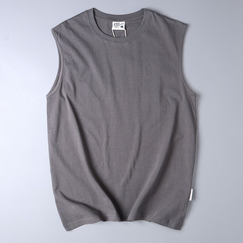 Export Men's Tail Goods Summer Fashion Brand Cotton Sports Undershirt Vest Loose Casual Workout Sleeveless Waistcoat T-shirt