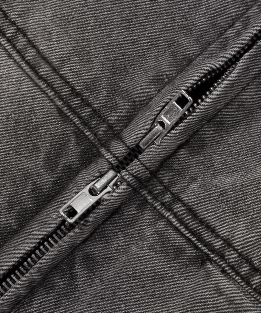 Trillion Vintage Washed Denim Work Zip-Up Hoodie_Light Gray