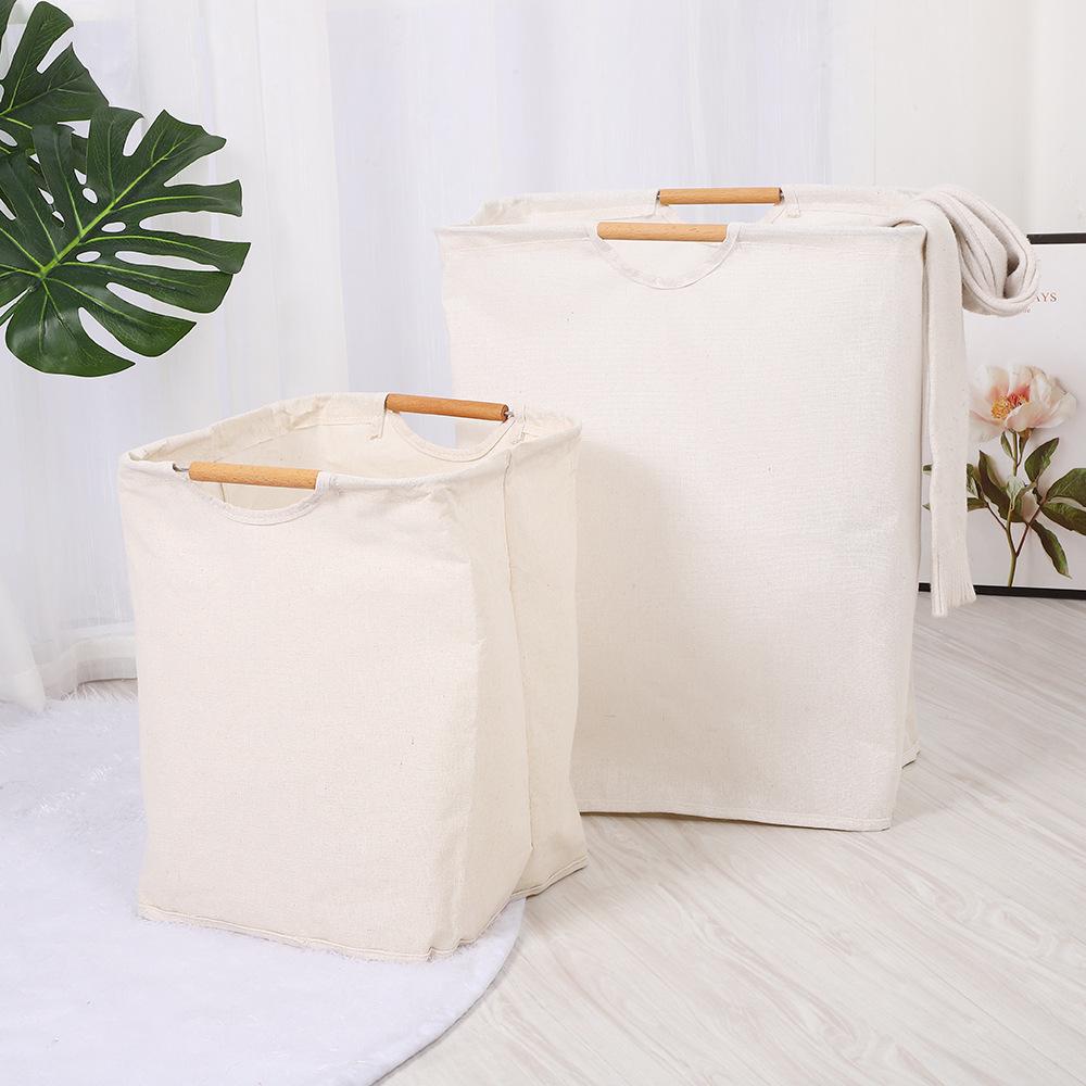 Cesto de Roupa Dobrável de Algodão Linho para Quarto/Banheiro
