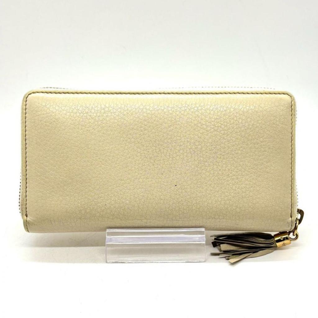 Used GUCCI Soho Tassel Round Zip Wallet 12 Cards Ivory