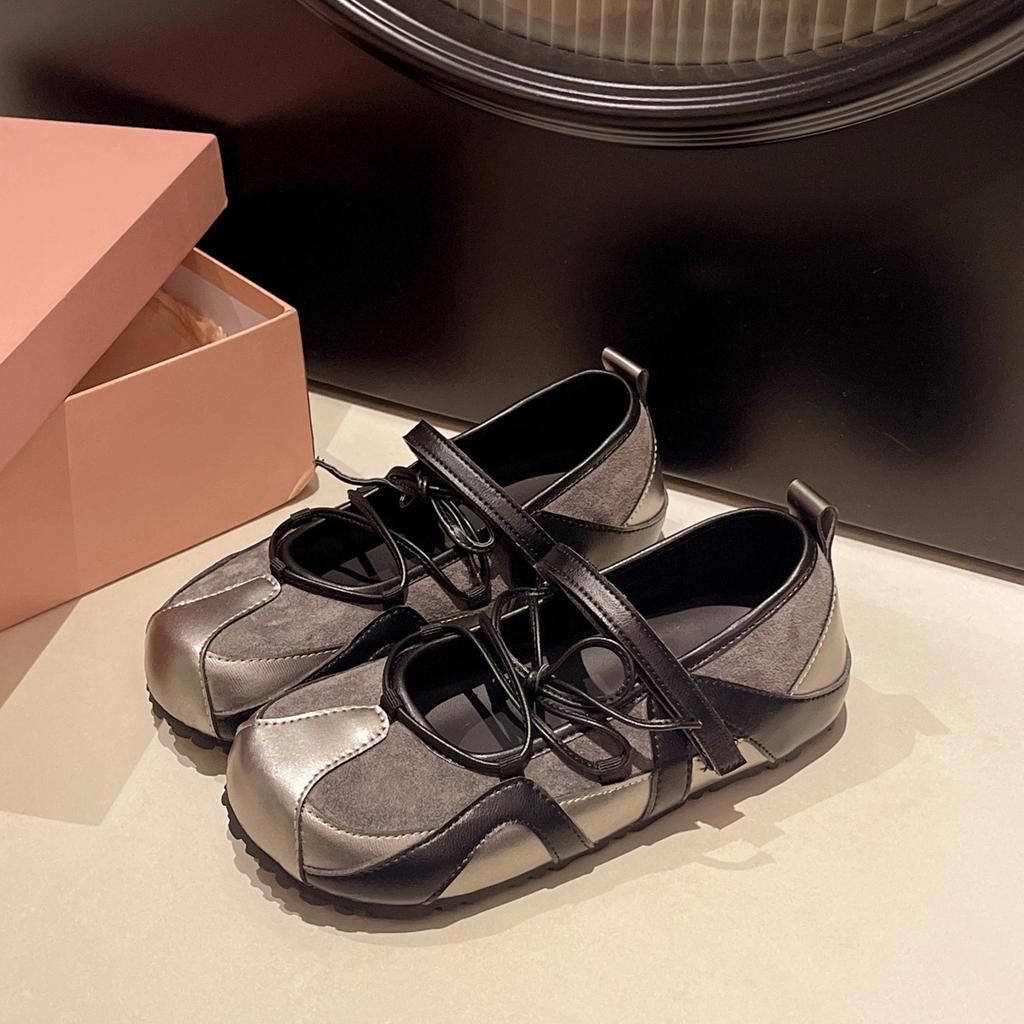 Punk Ballet Silver Mary Jane Single Shoes Women's 2025 Summer Breathable New Sandals Casual Shallow Mouth German Training Shoes