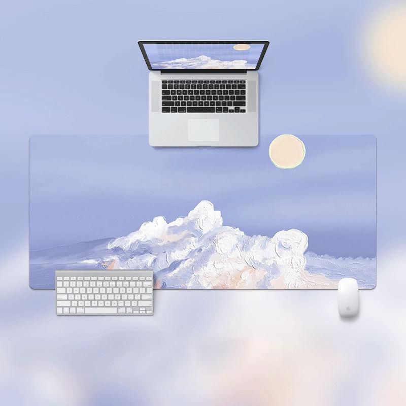 Ins Mouse Pad Oversized Lock Edge Laptop Keyboard Student E-sports Desk Pad Simple Artistic Oil Painting Offices Accessories