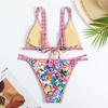 Damenmode Bikini-Set Bunter Blumendruck Zweiteiliger Badeanzug Sommer Strandbekleidung
