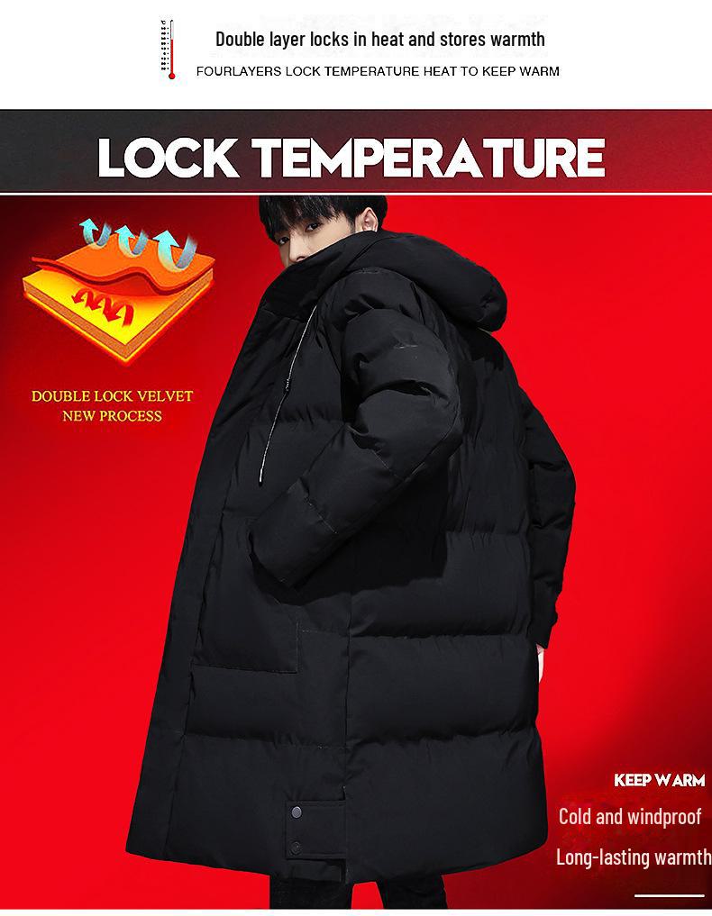 Men's Winter Hooded Mid-Length Plus Size Warm Coat