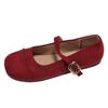 Trendy and fashionable red retro shallow mouth flat-soled single shoes women's 2025 new summer skirt French Mary Jane shoes