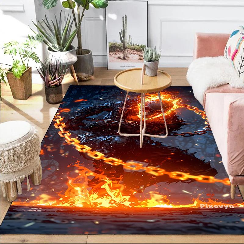 Ghost-Rider On Fire Area Rug Suitable for Indoor And Outdoor,Carpets for Kitchens, Homes, Offices, Living Rooms,Home Decor,Christmas Gift