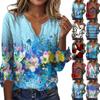 Women's Fashion Top  Casual  V-neck Printed Blouses Bell 3/4 Sleeve T-shirt