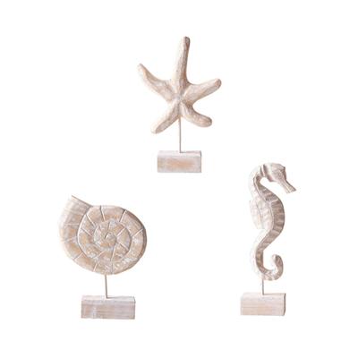 Wood Statue Beach Table Decor Handmade Decoration Accent Figurine Tabletop Statue for Home Office Kitchen Bedroom Mantel