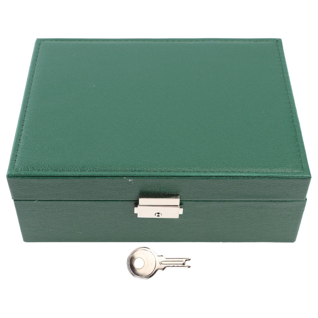 Double Layer Jewelry Storage Case with Lock Travel PU Leather Jewelry Organizer Holder for Ring Earrings Necklace