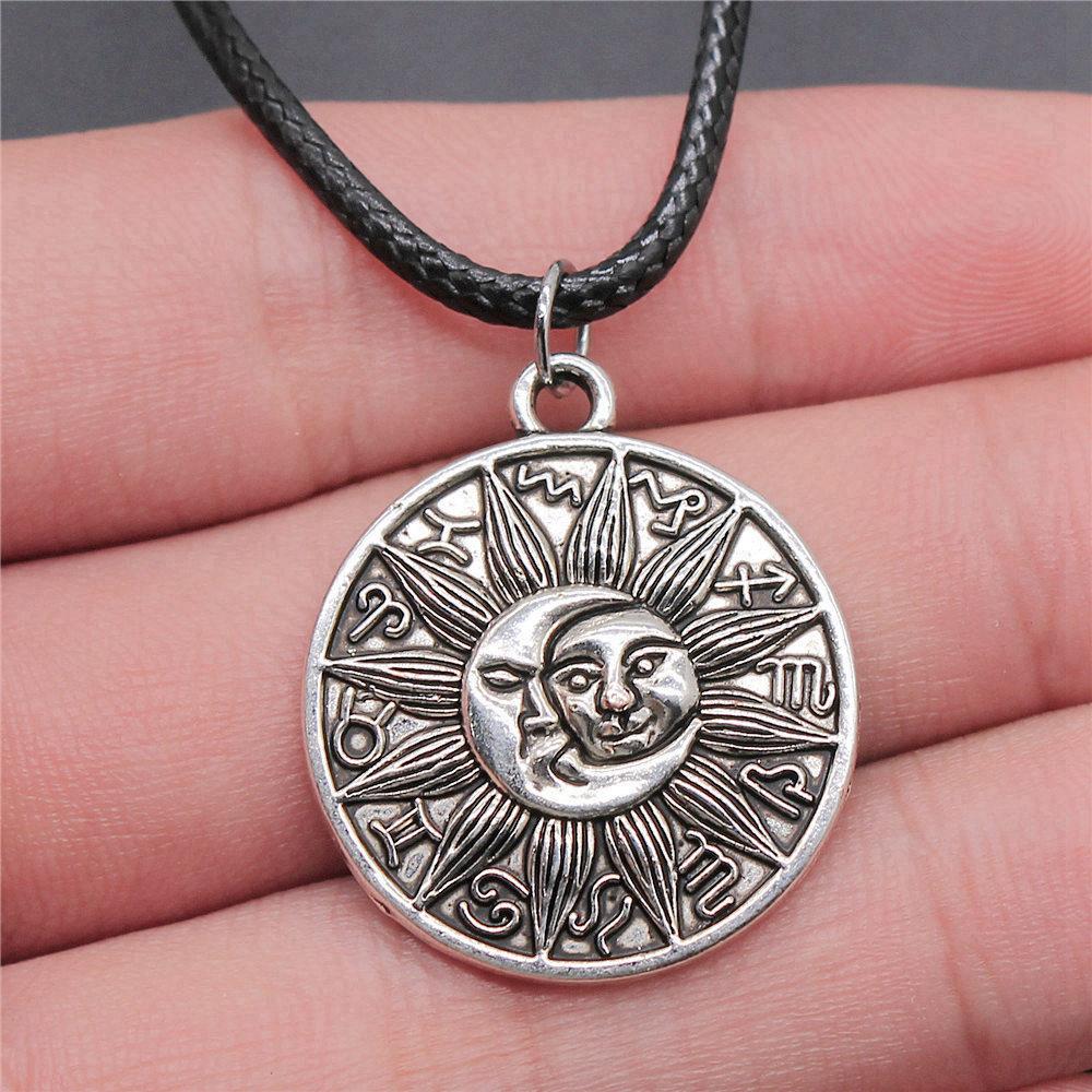 Pěticípá hvězda Slunce Měsíc Pentagram Nebeský přívěsek Starožitný bronzový kov Párový náhrdelník Trendy