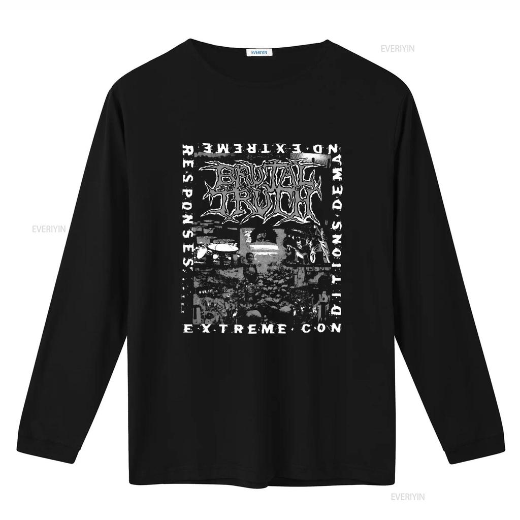 BRUTAL TRUTH Extreme Conditions Demand Responses T Shirt for Rock Band Punk Style Cool Print vintage Washed Casual fashion