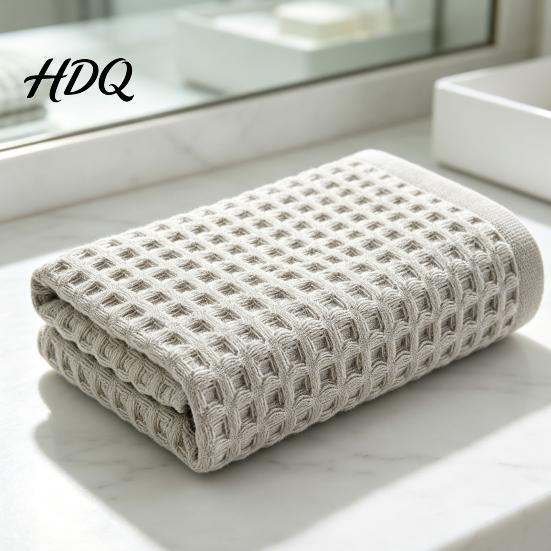 Lightweight Breathable Body Towel Cotton Waffle Towels Quick Dry Bath Soft Natural Guest Absorbent Travel for Bathroom Spa Gym Pool Luxury
