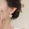 Chic Flower Earrings for Women , Sweet Pink Alloy Stud Earrings for Spring Summer , Unique Design Hypoallergenic Jewelry