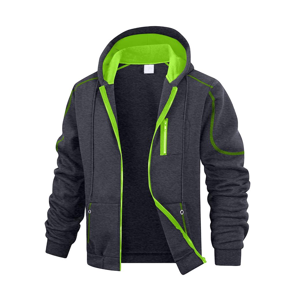 Men's Solid Color Zipper Sweatshirt Men's Sports Large Size Casual Sweatshirt Jacket