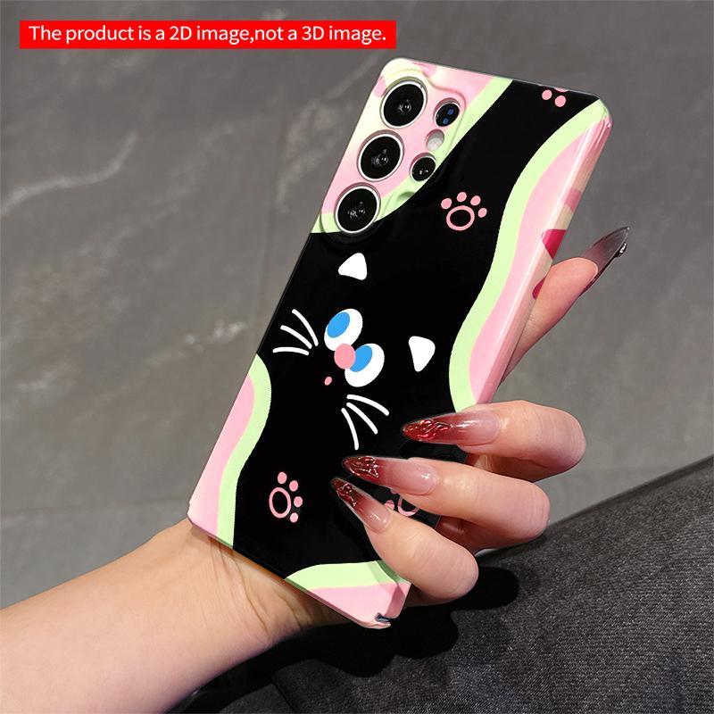2DFlat Samsung phone case Pink Cat Abstract Phone Case Applicable to Galaxy S22 S23 S24 S25ULTRA S26 A12 A13 A14 A15 A16
