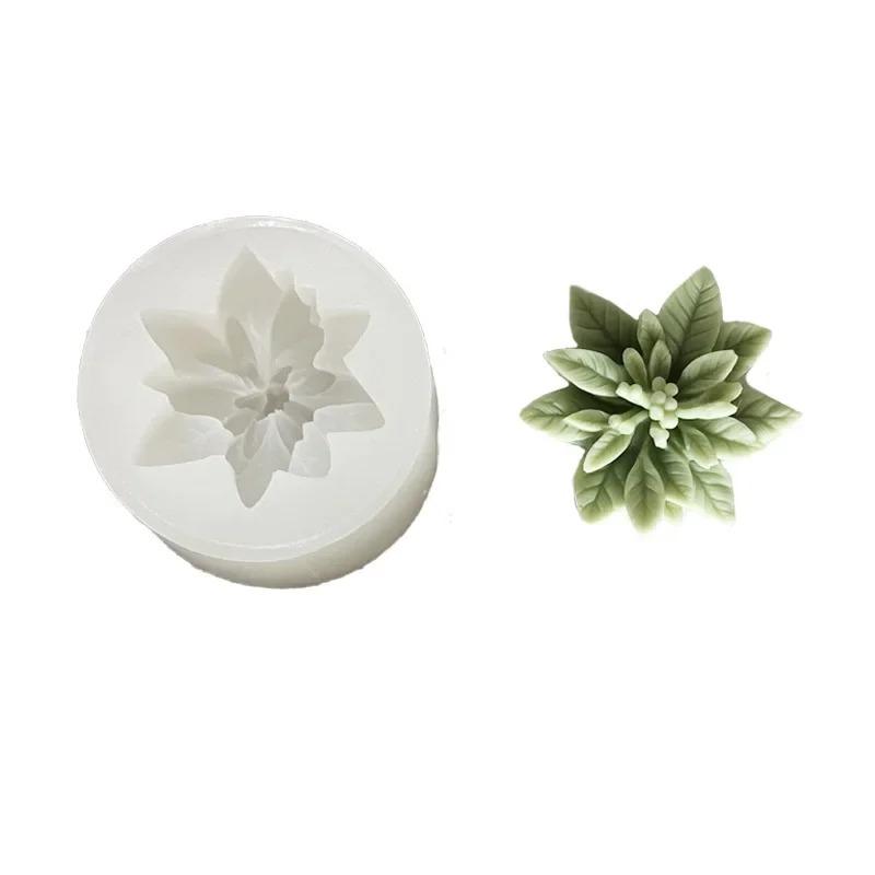 Creative Christmas Flower Silicone Mold Christmas Chocolate Candy Molds Kitchen Cake Baking Decor Tool Household Candle Mould