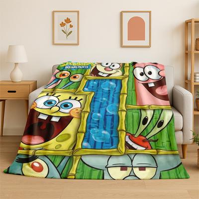 Cartoon S-SpongeBob Patrick Star Flanelldecke Weiche Warme Überwurfdecke für Schlafzimmer Wohnzimmer Bett Reise Camping Picknick Kind