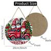 Christmas Gnomes Truck Print Round Wooden Hanging Plaque Farmhouse Wall Decor Festive Winter Porch Sign Holiday Home Decoration