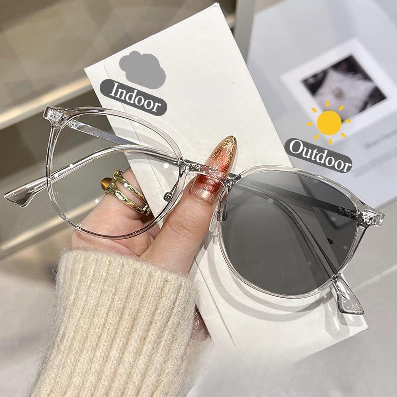 Stylish Photochromic Myopia Glasses Women Fashion Frame Prescription Lens Outdoor Uv Protection Sun Shades Eyewear -1.25 To -6.0