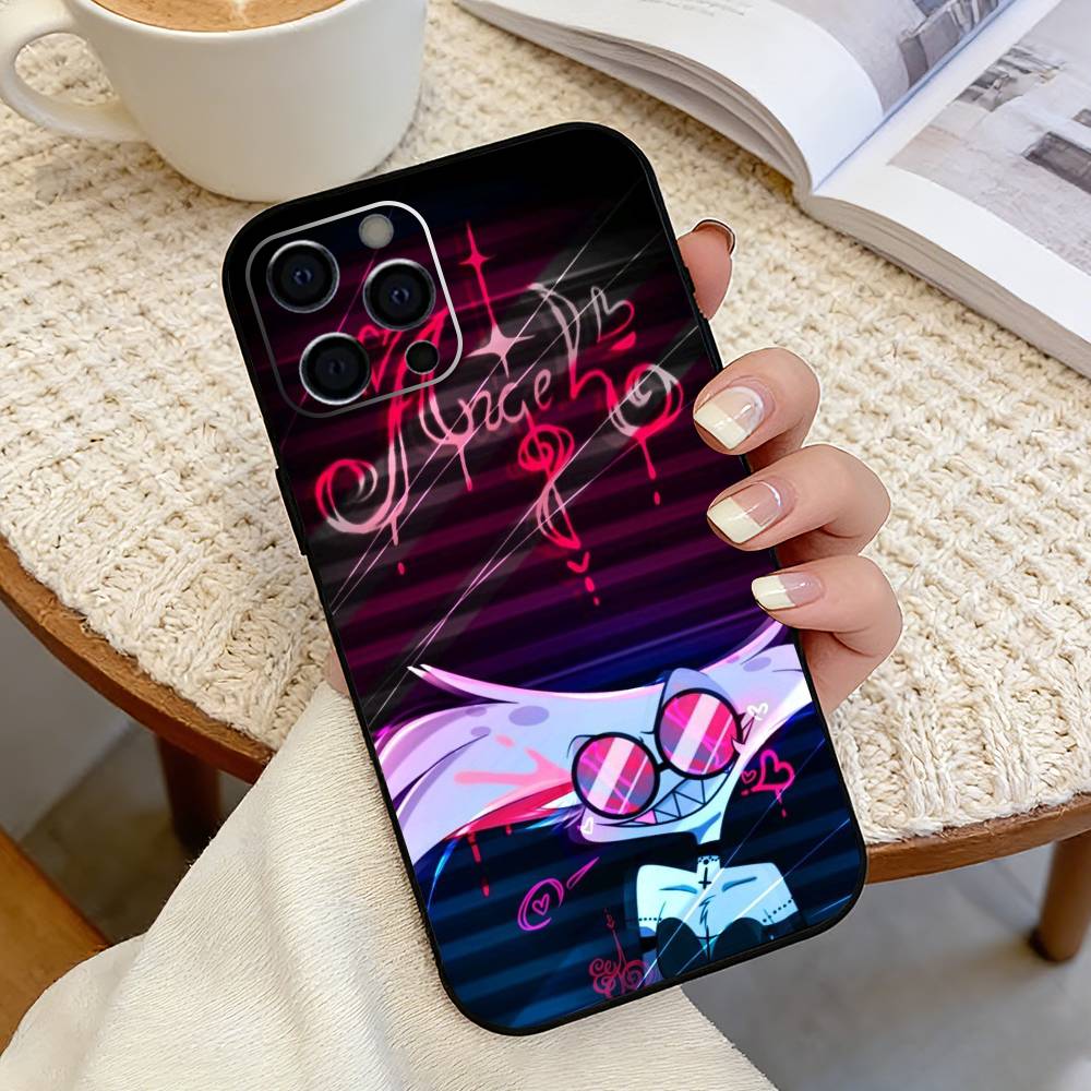 A-Angel Dust-t H-Hazbin Phone Case For iPhone 17,16,15,14,13,12,11 Plus,Pro Max,XS,Soft Silicone Black Cover
