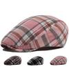 Thin Herringbone Plaid Forward Hat Casual Women's Beret Men's British Sunshade Cap