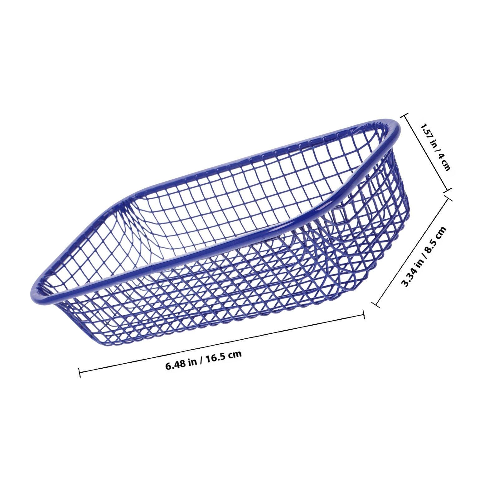 

Wire Iron Storage Basket Decorative Metal Organizer Tray Small Holder for Desk Kitchen Bathroom Utensils Container Breathable темно-синий
