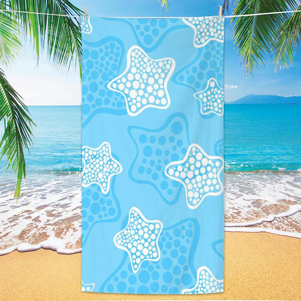 Pastel Starfish Beach Towel, Light Peach Background Quick-Dry Microfiber Pool Towel
