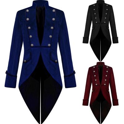 Mens Vampire Gothic Long Suit Jacket Frock Coat Showman Tuxedo Tailcoat Halloween Dress Steampunk Victorian Retro Outwear