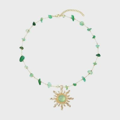European & American Crystal Agate Necklace: Sunflower Pendant, Creative Light Luxury, Women's All-Match Clavicle Chain.