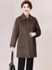 Plus Size Mid-Length Double-Sided Cashmere Coat for Middle-Aged & Elderly Women