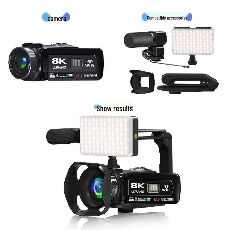 8K Handheld Digital Camcorder, 64MP, Remote-Controlled for Outdoor Photography