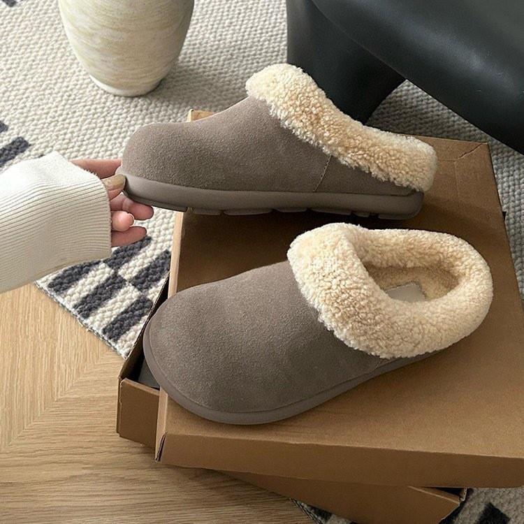 One pedal Boken half-drag women s fluffy Birkenstocks bag head muller shoes small potato lazy snow boots 40 2990₽