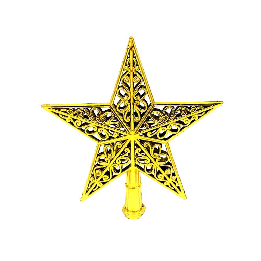Hollowed-out Christmas Tree Sparkle Star Glittering Hanging Xmas Tree Topper Decoration Ornaments Home Office Party Decor золотистый