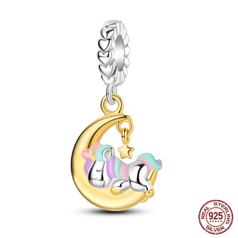 Copper Golden Series Star Moon Pyramid Sunflower Charms Beads Fit Qikaola Original Bracelet Luxury Diy Jewelry Gift