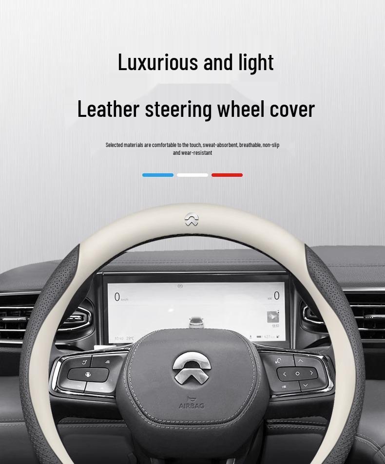 NIO ET5/ET7/ES6/ES8/ES7 Ultra-Thin Genuine Leather Steering Wheel Cover for All Seasons